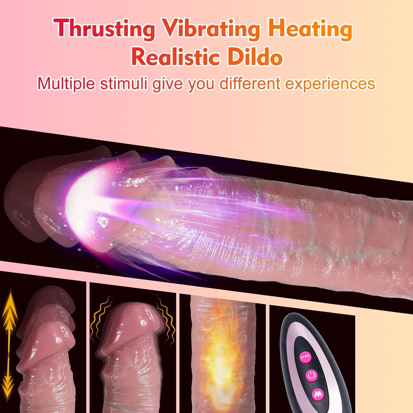 Vibrador de consolador realista de empuje