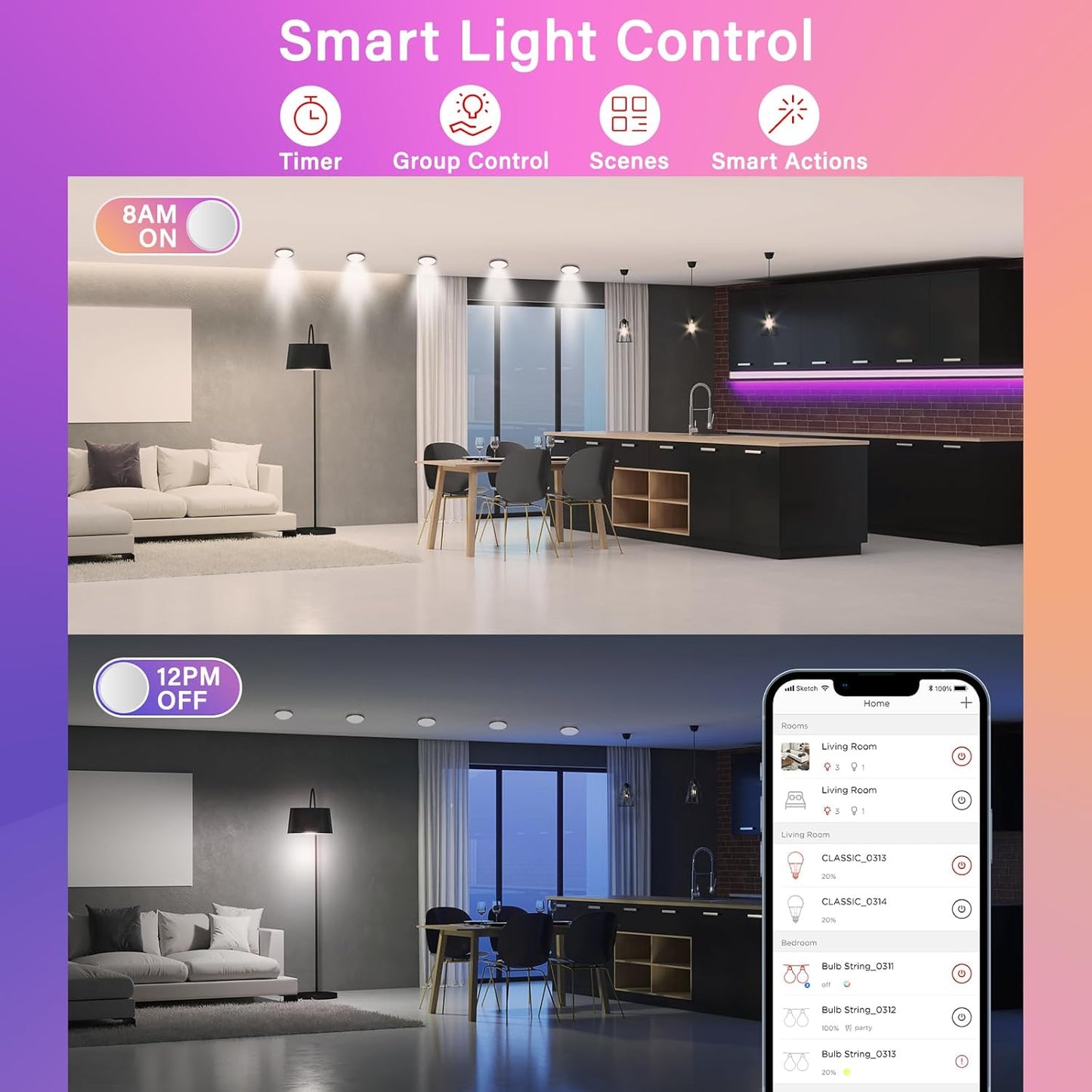 Sengled Bombilla WiFi que cambia de color, Juego de 4