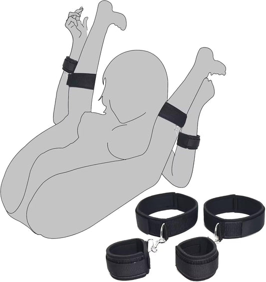 Juego de restricciones BDSM para muñeca y muslo